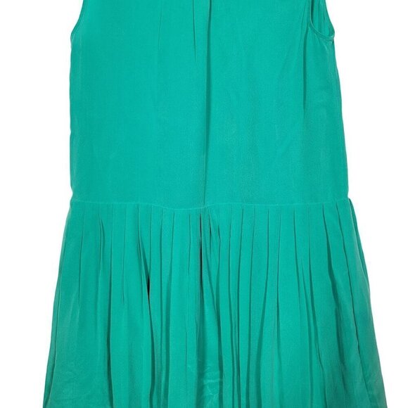 JOIE Women's 100% Silk Crepe Green Pleated Skirt Dress Size Small - Picture 11 of 12